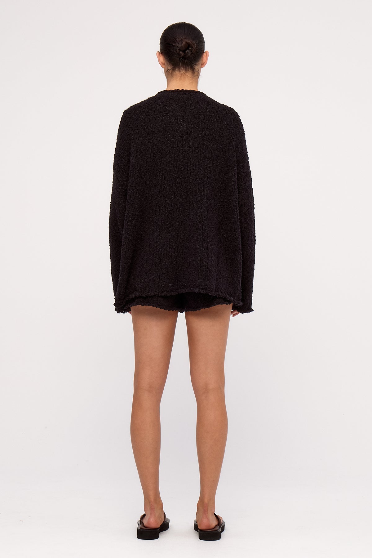 Black Boucle Knit Short