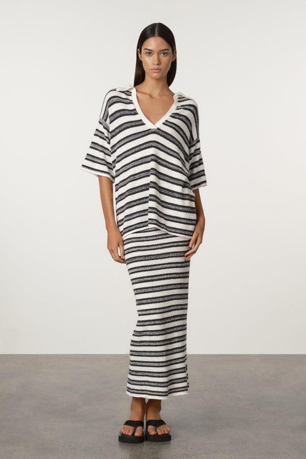 Marle Stripe Textured Knit Skirt