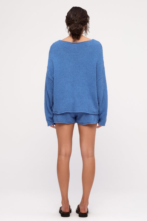 Textured Knit Jumper - Ocean Blue