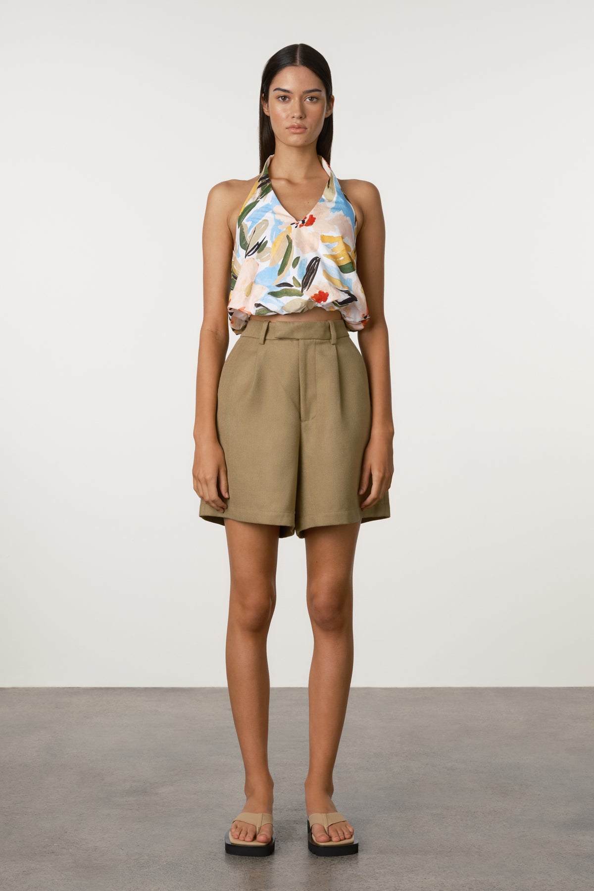 Summer Floral Cotton Halter Top