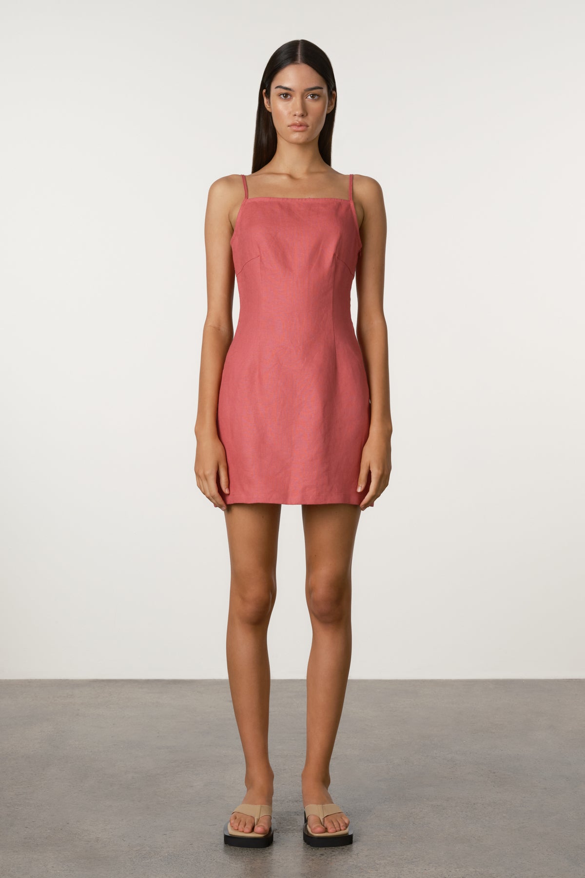 Linen Mini Dress - Berry