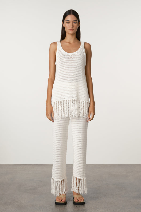 Crochet Knit Tank - White
