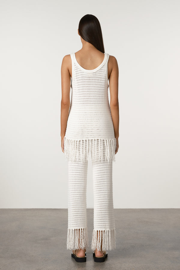 Crochet Knit Pant - White