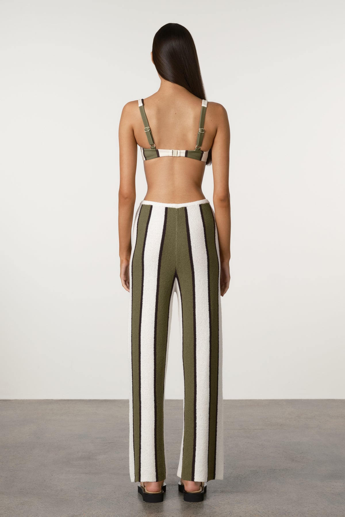 Olive Stripe Textured Knit Pant