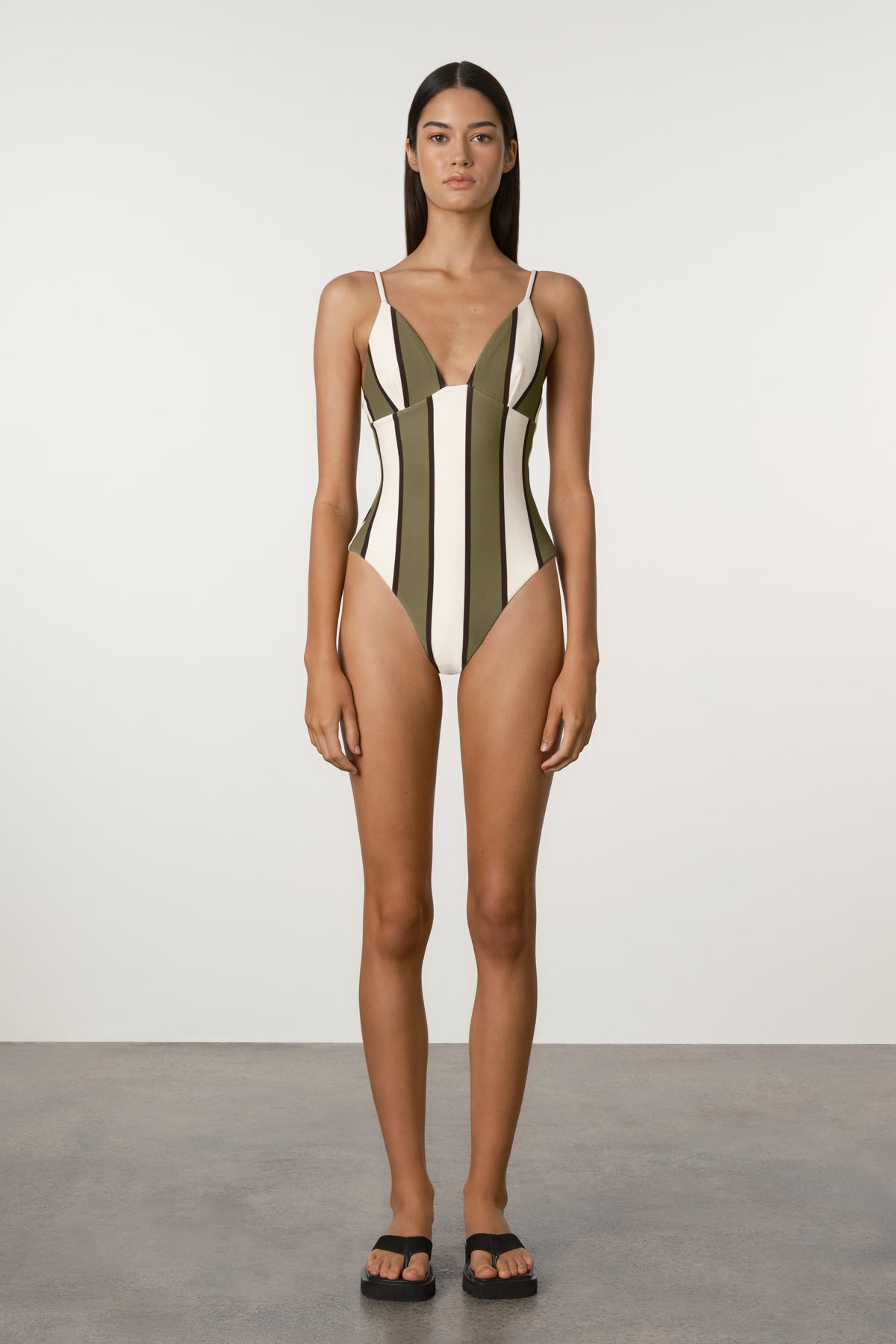 Olive Stripe One Piece