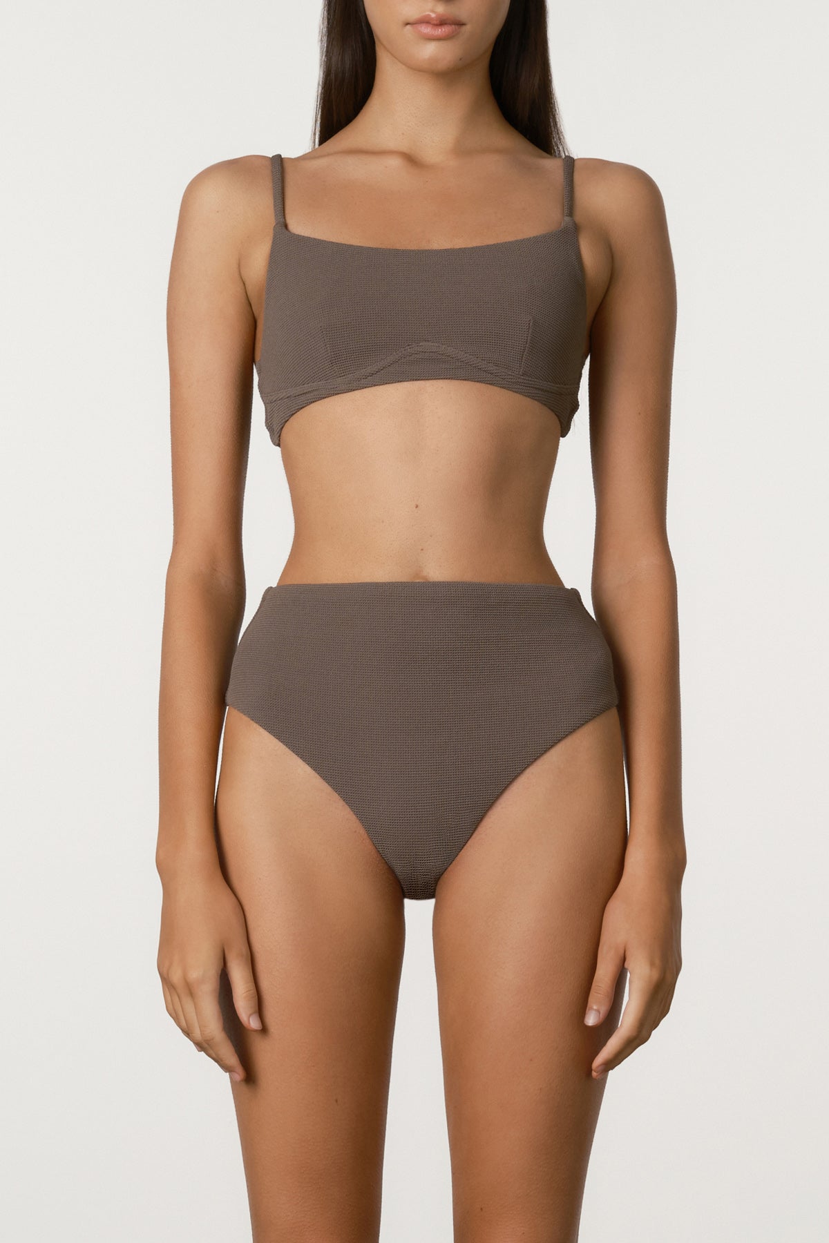 Waffle Waisted High Brief - Carob