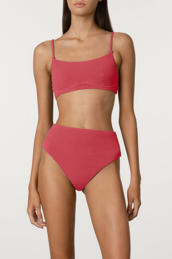 Waffle Waisted High Brief - Berry