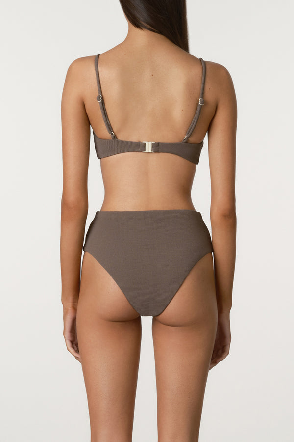 Waffle Waisted High Brief - Carob