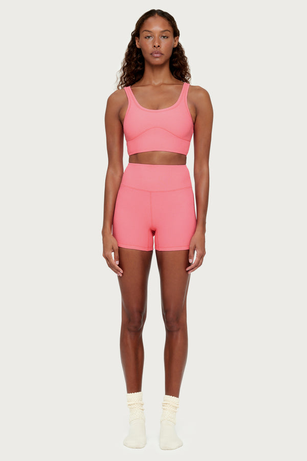 Waffle Crop Top - Pink