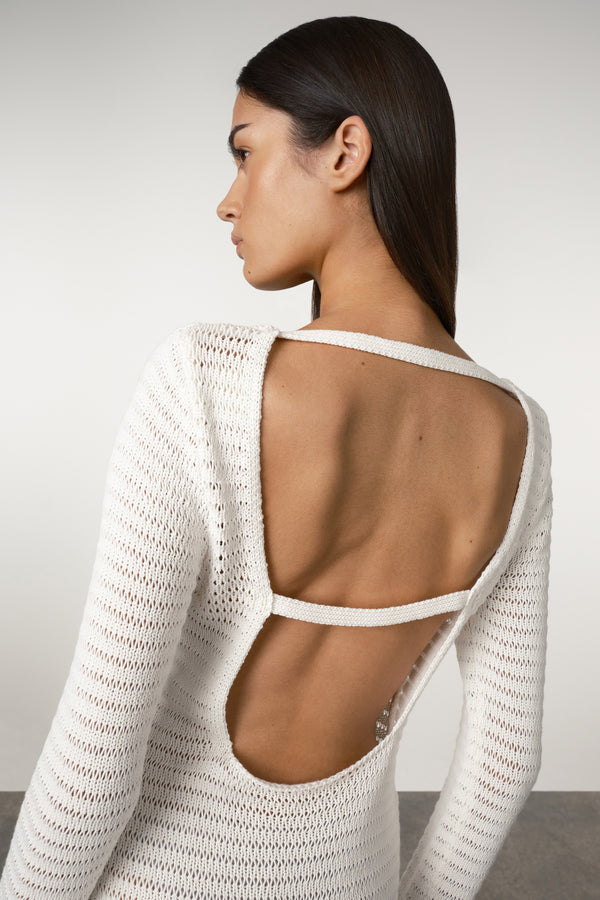 Crochet Lattice Knit Mini Dress - White Zulu & Zephyr Crochet Lattice Knit Mini Dress - White Zulu & Zephyr