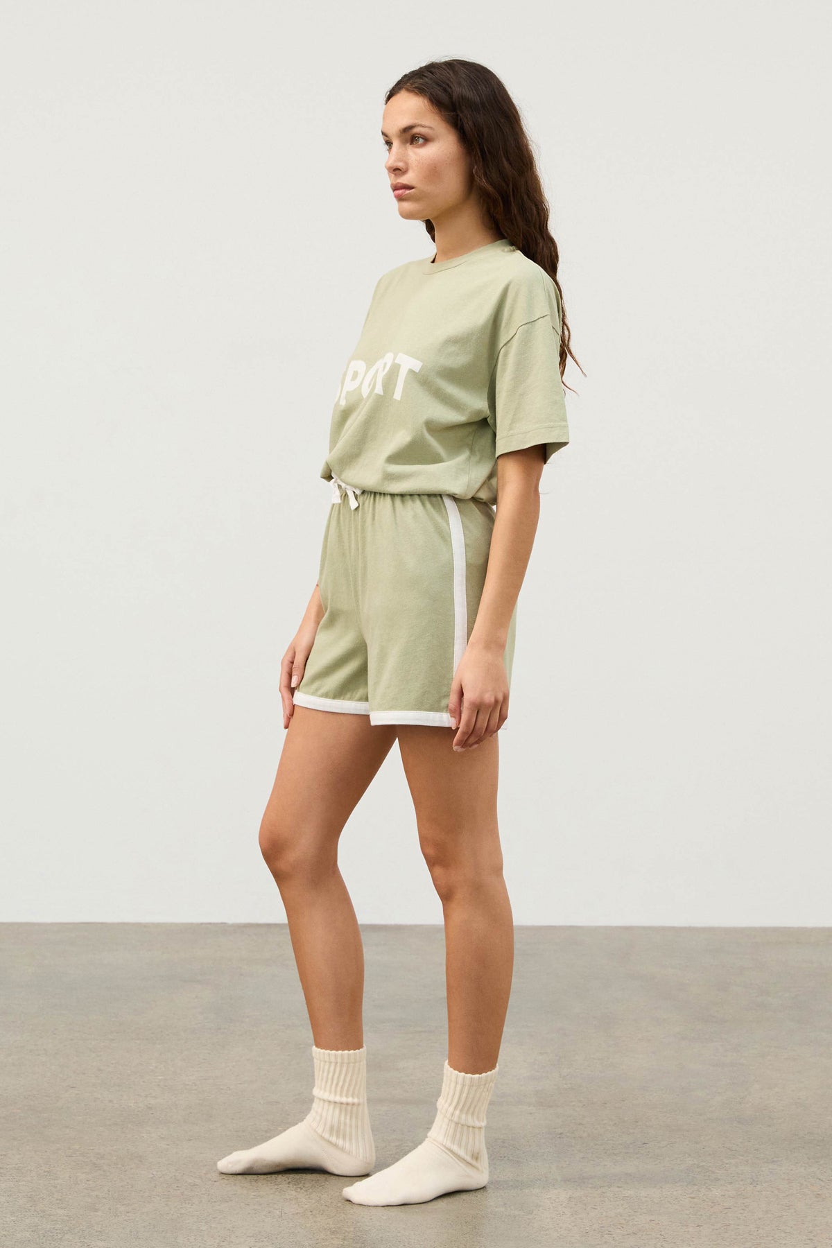 Organic Cotton Blend Sport Short - Eucalyptus