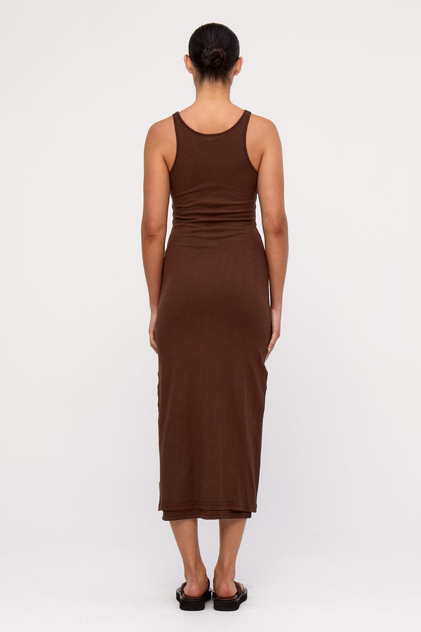 Rib Hemp Jersey Dress - Chocolate