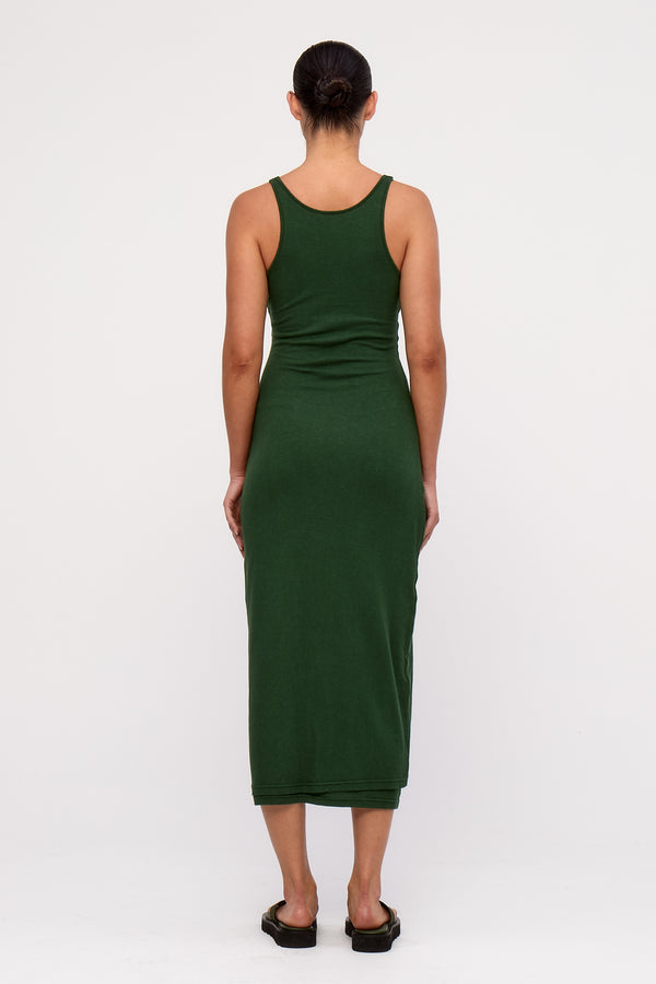 Rib Hemp Jersey Dress - Tallow Green