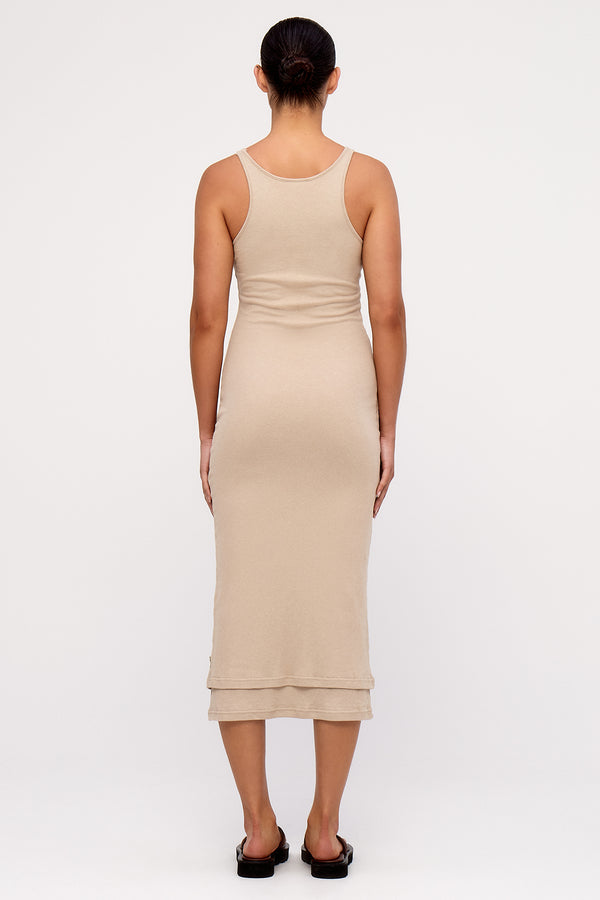 Rib Hemp Jersey Midi Dress - Husk
