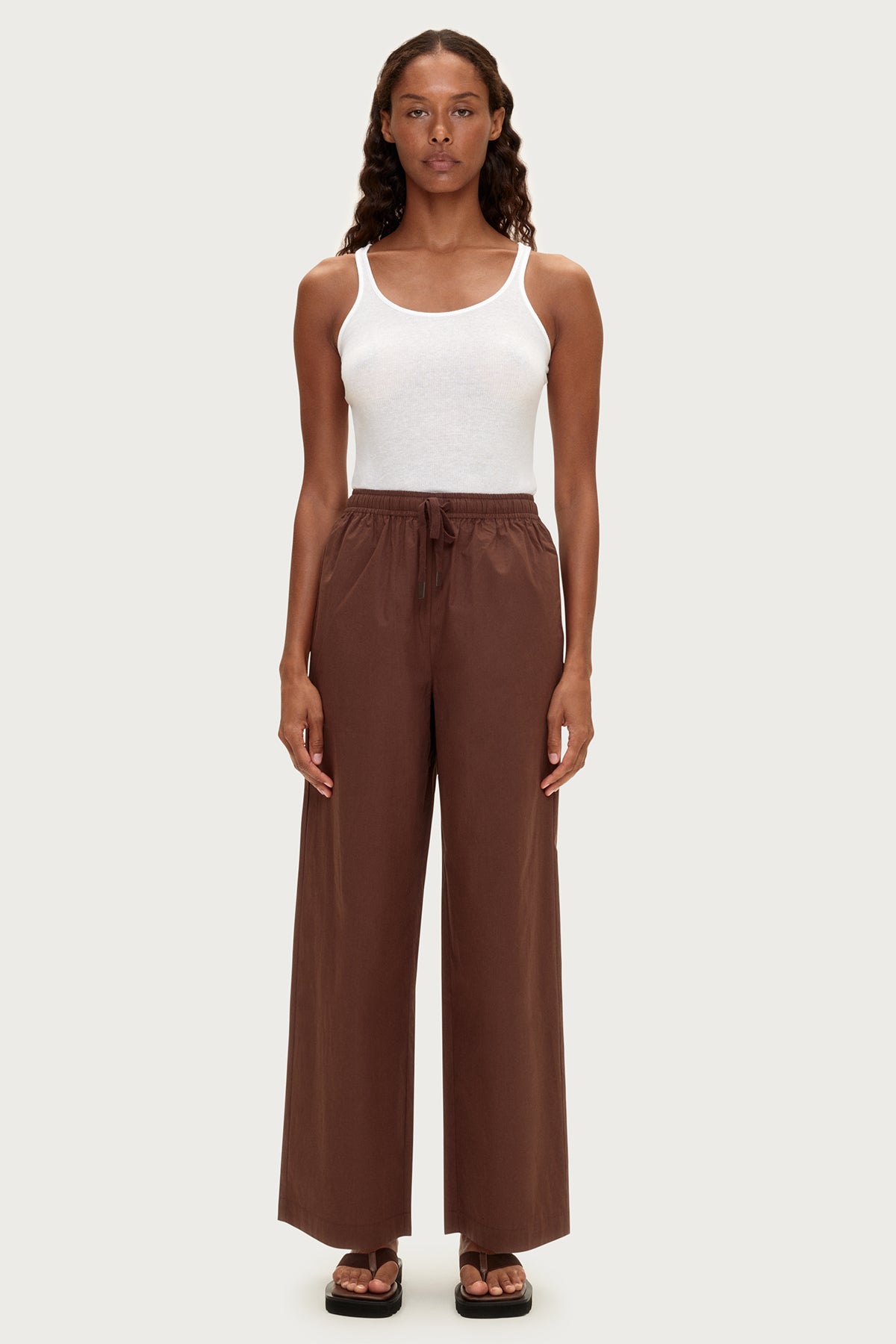 Cotton Poplin Pant - Brown