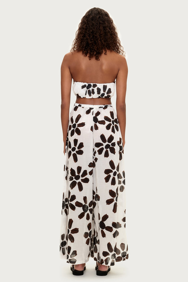 Cotton Halter Top - Chocolate Flower