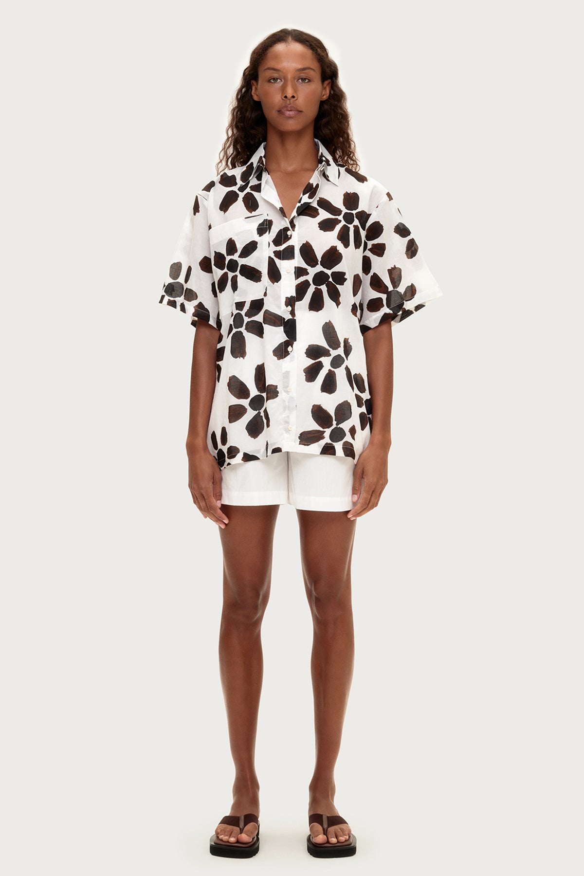Cotton Shirt - Chocolate Flower