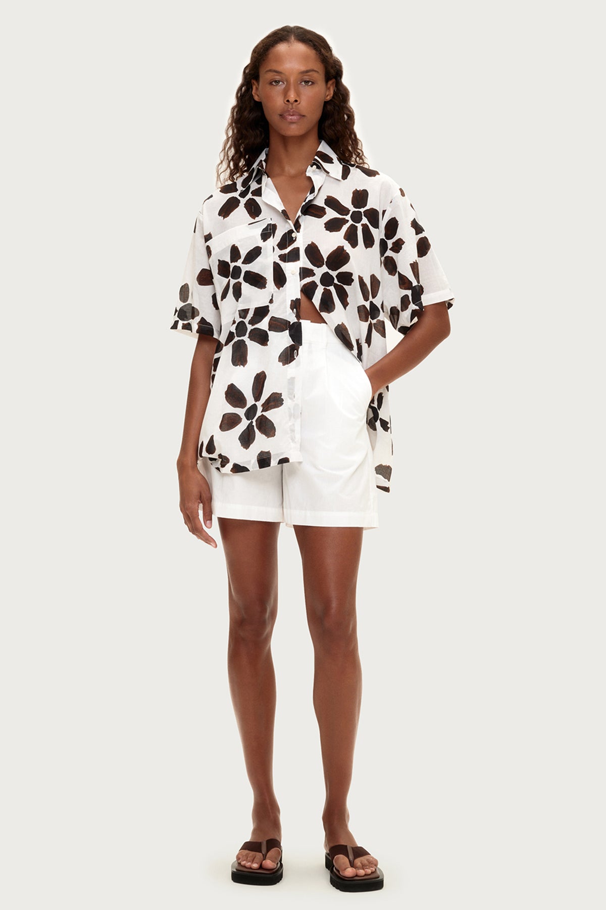 Cotton Shirt - Chocolate Flower