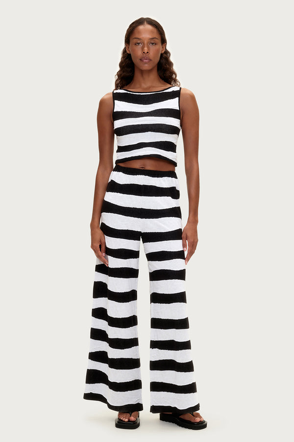 Textured Knit Pant - Black Stripe