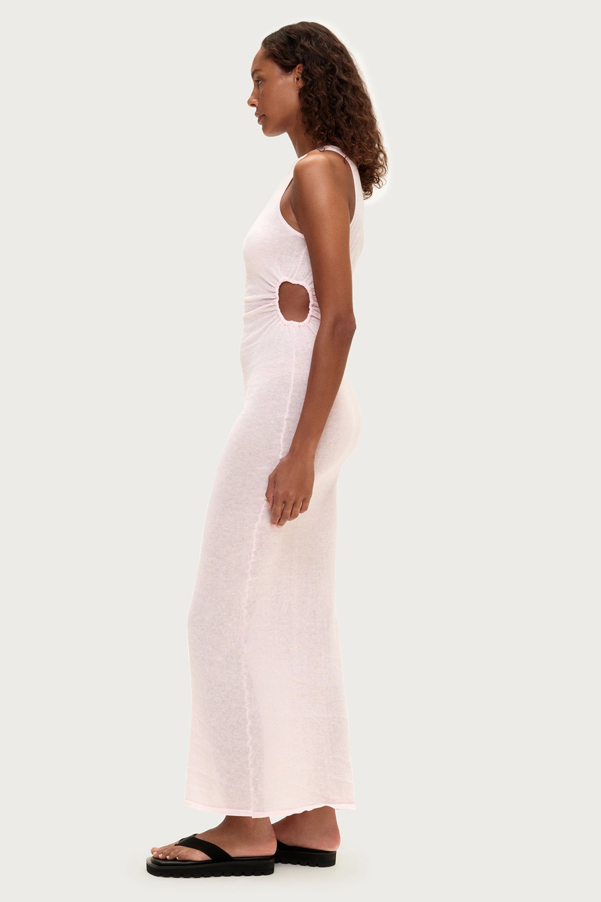 Cut Out Knit Dress - Soft Pink
