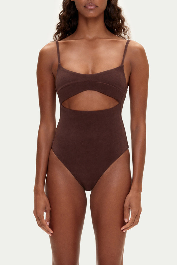 Towelling One Piece - Chocolate