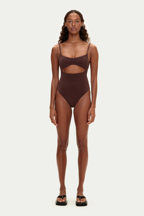 Towelling One Piece - Chocolate