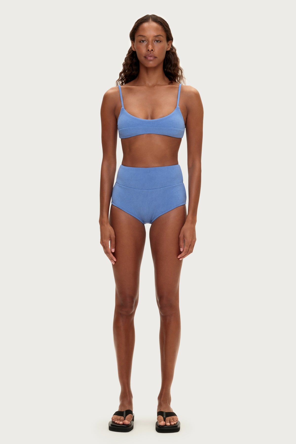 Towelling Bralette Top - Blue