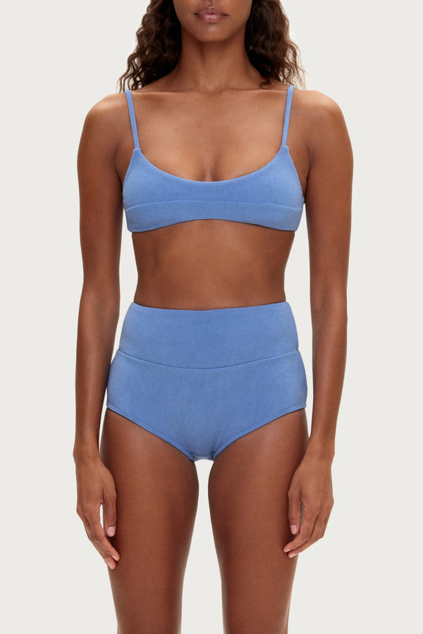 Towelling Bralette Top - Blue