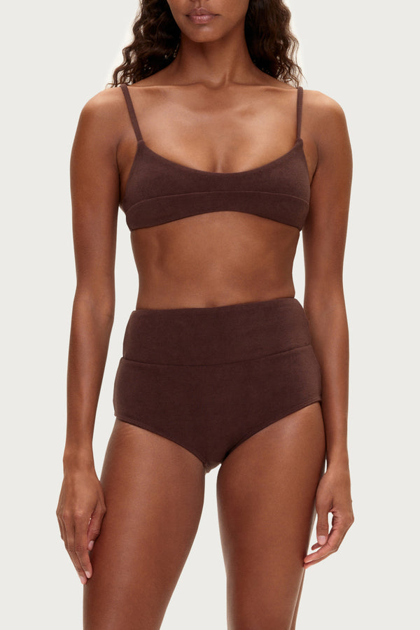 Towelling Bralette Top - Chocolate
