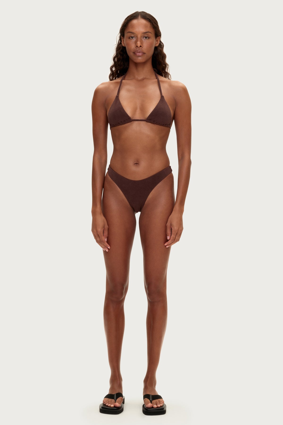 Towelling Triangle Top - Chocolate