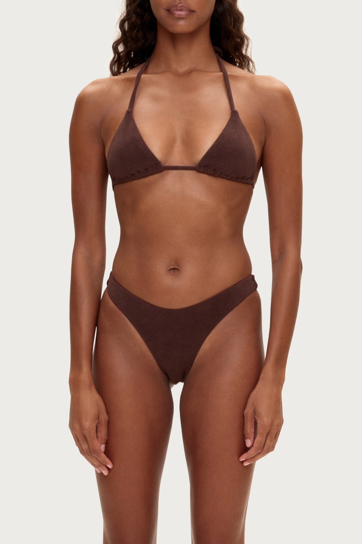 Towelling Curve Brief - Chocolate