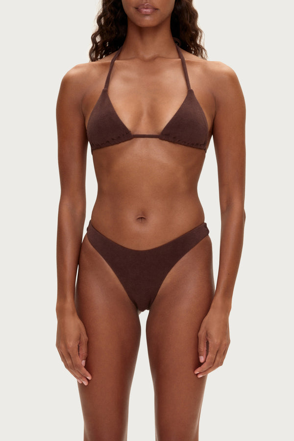 Towelling Curve Brief - Chocolate