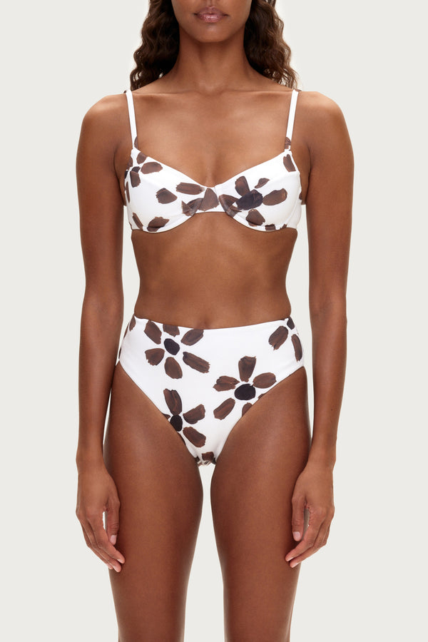 Balconette Bra Cup Top - Chocolate Flower