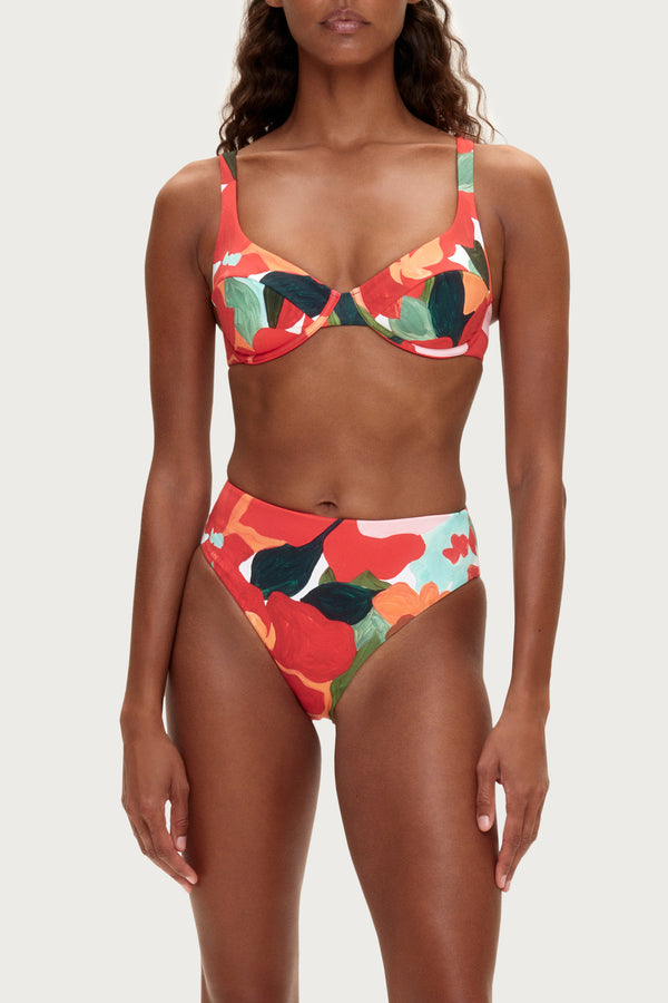 Bra Cup Top - Red Floral