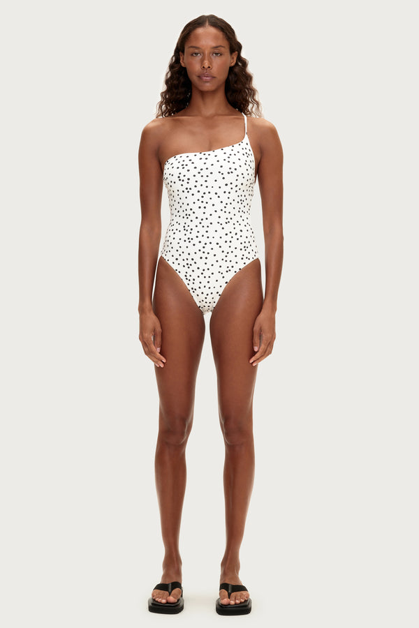 One Shoulder One Piece - Black Spot