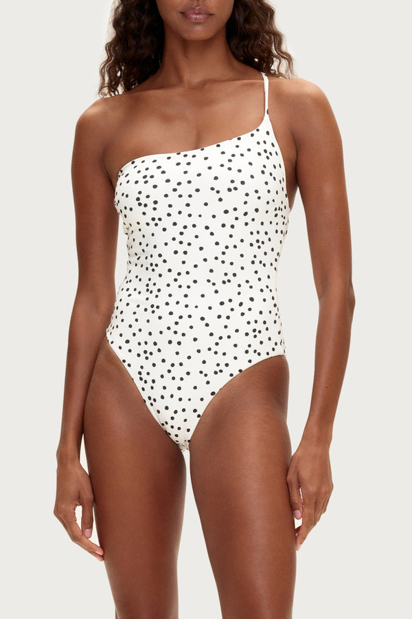 One Shoulder One Piece - Black Spot