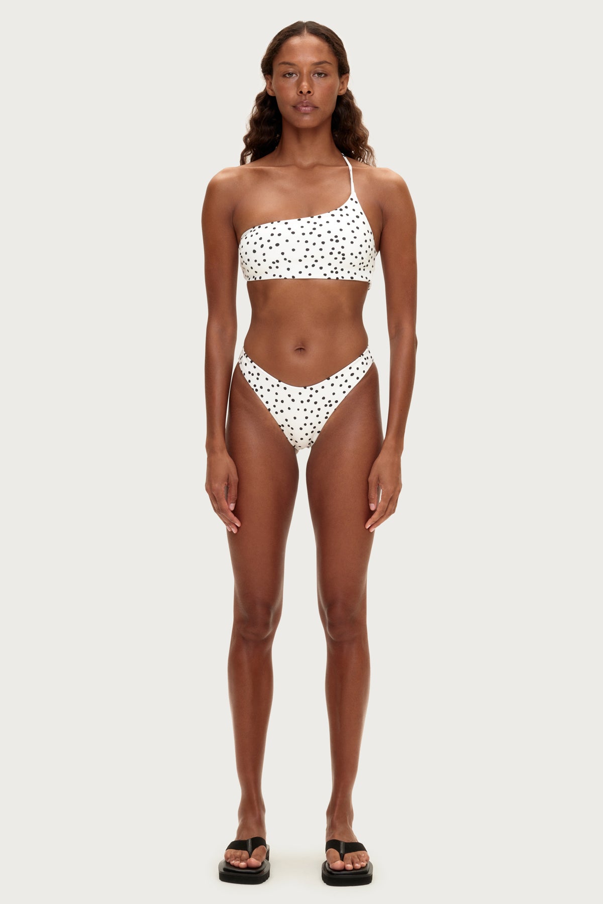 One Shoulder Bralette Top - Black Spot