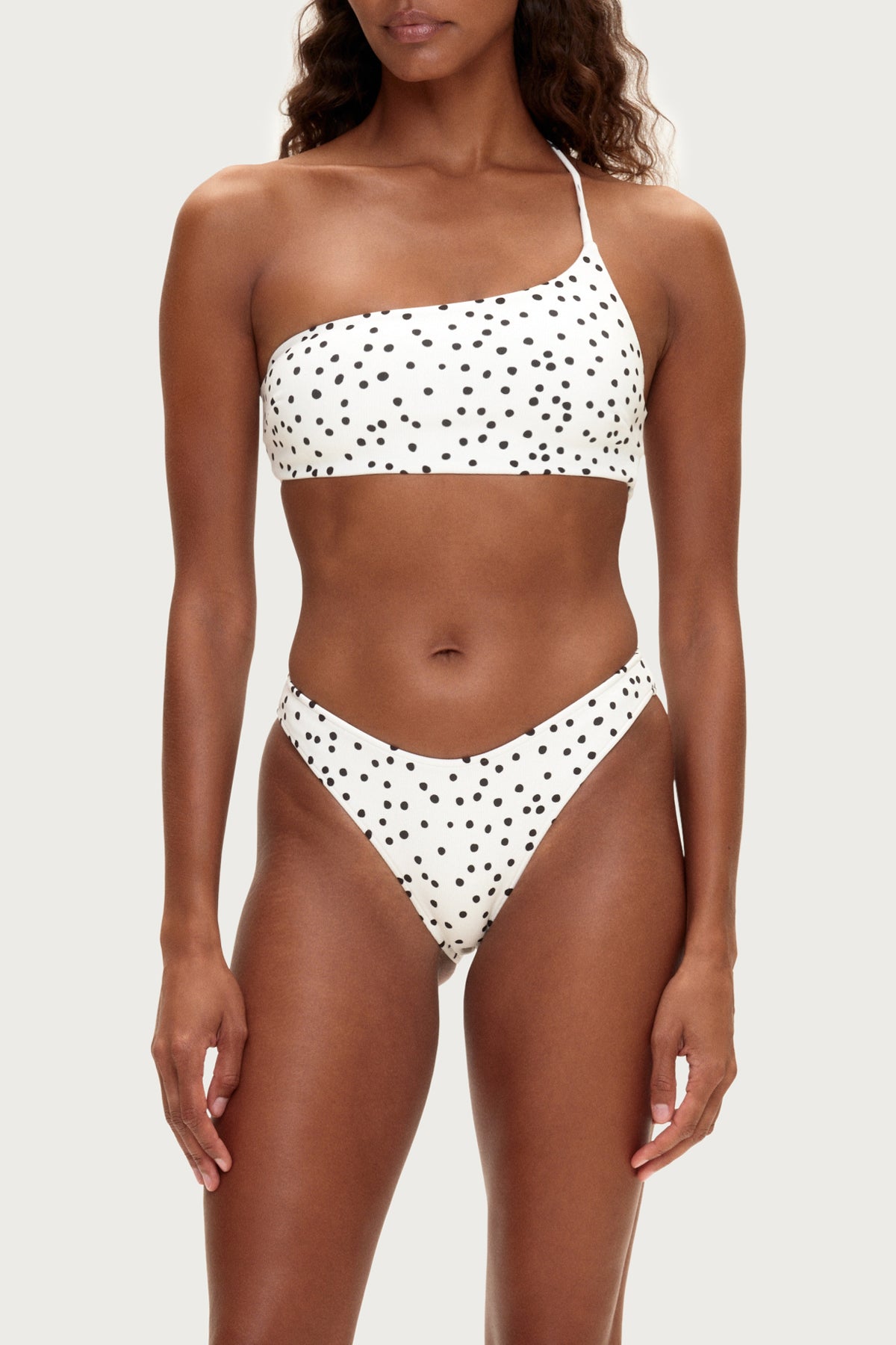 One Shoulder Bralette Top - Black Spot