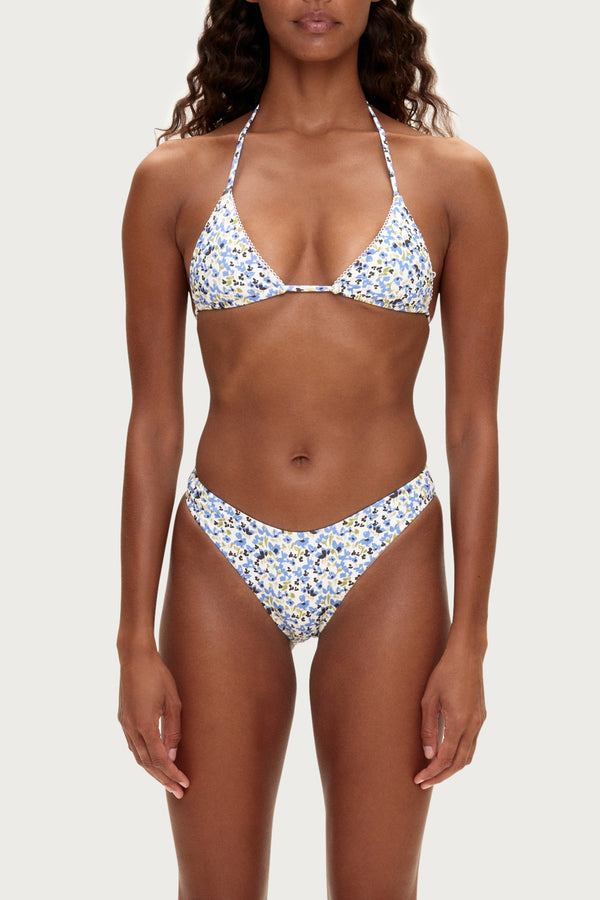 Tie Triangle Top - Blue Floral