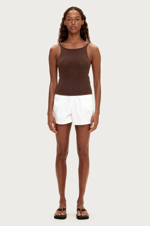 Textured Knit Tank - Chocolate