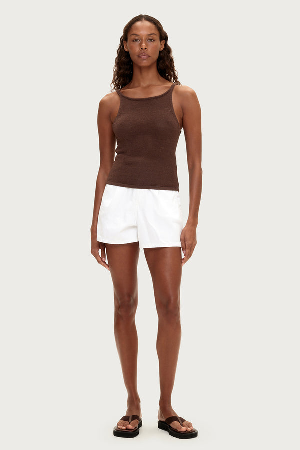 Textured Knit Tank - Chocolate