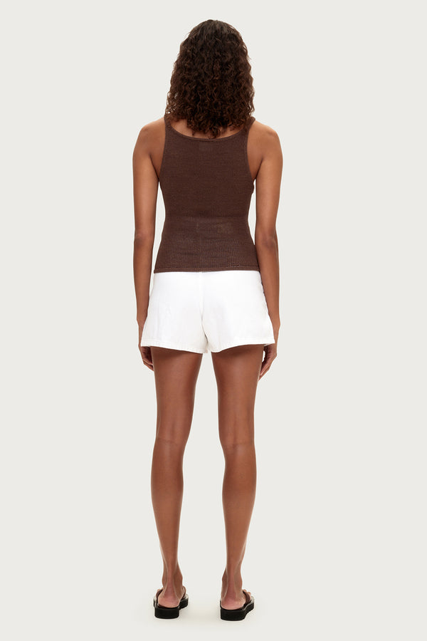 Textured Knit Tank - Chocolate
