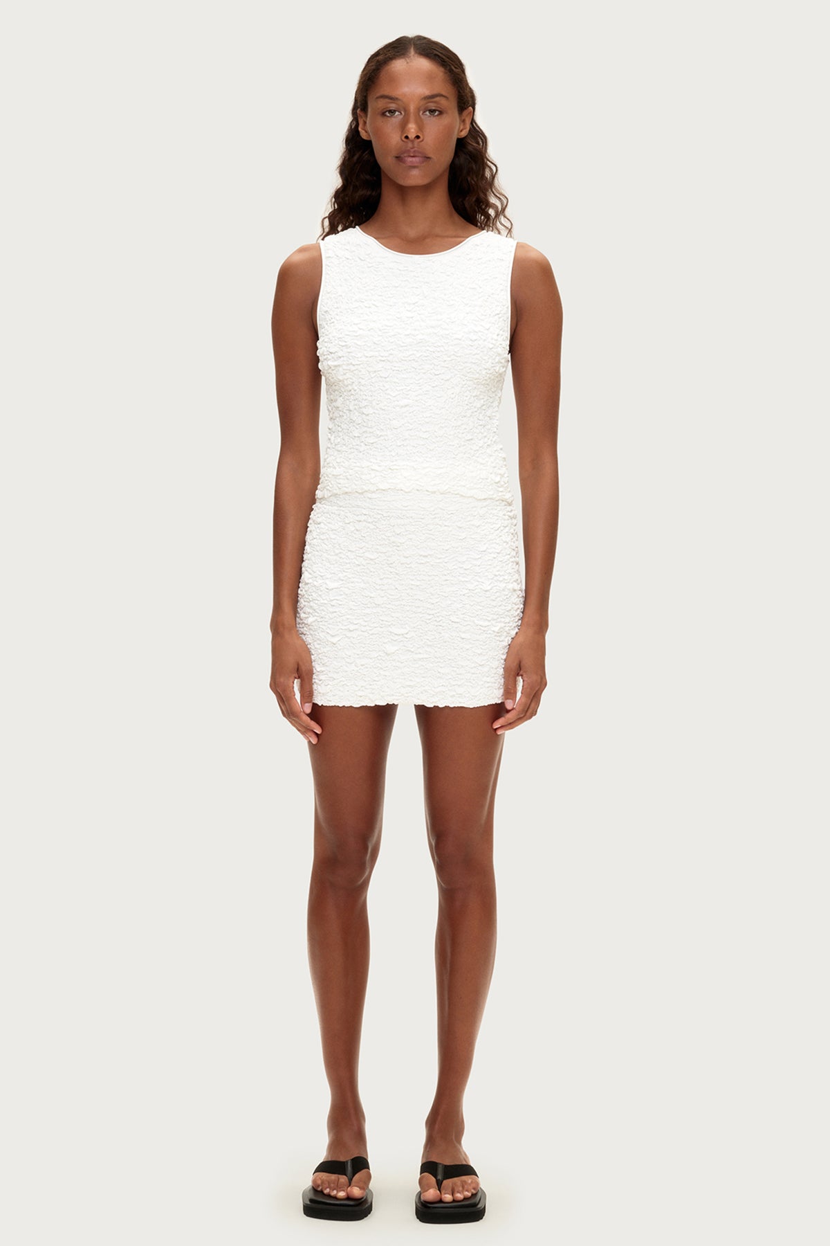 Crinkle Knit Skirt - White