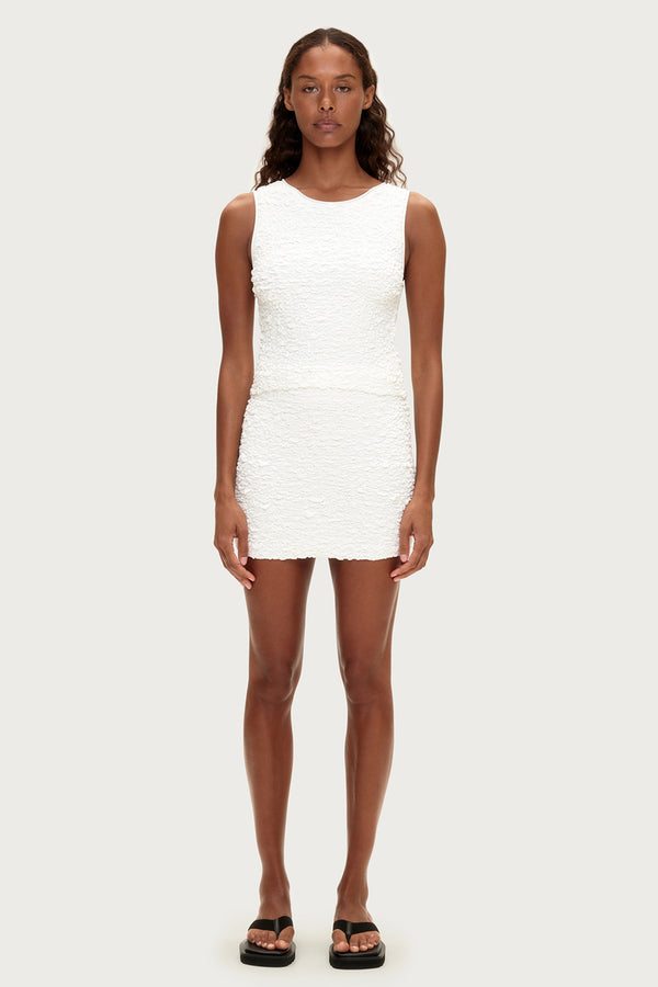 Crinkle Knit Skirt - White