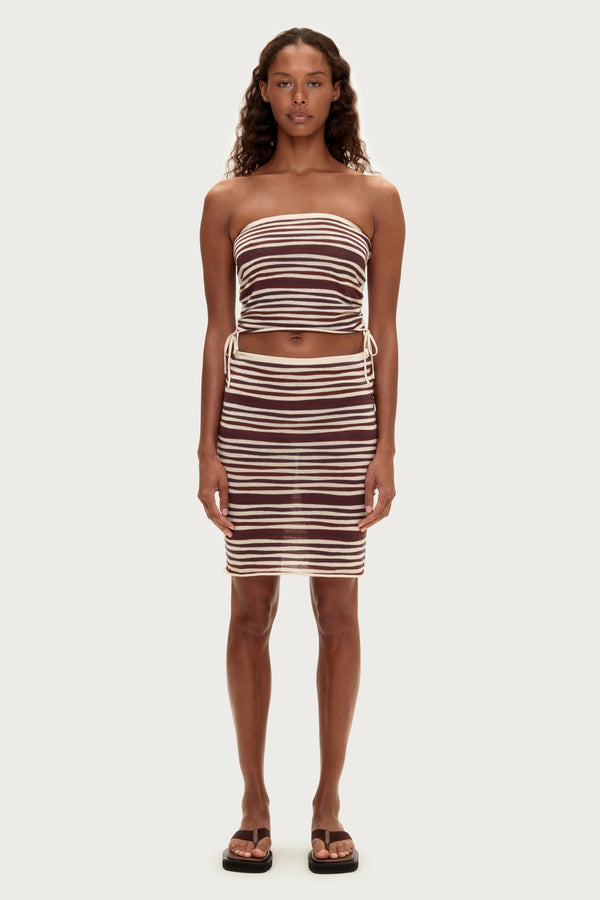 Knit Bandeau Top - Chocolate Stripe