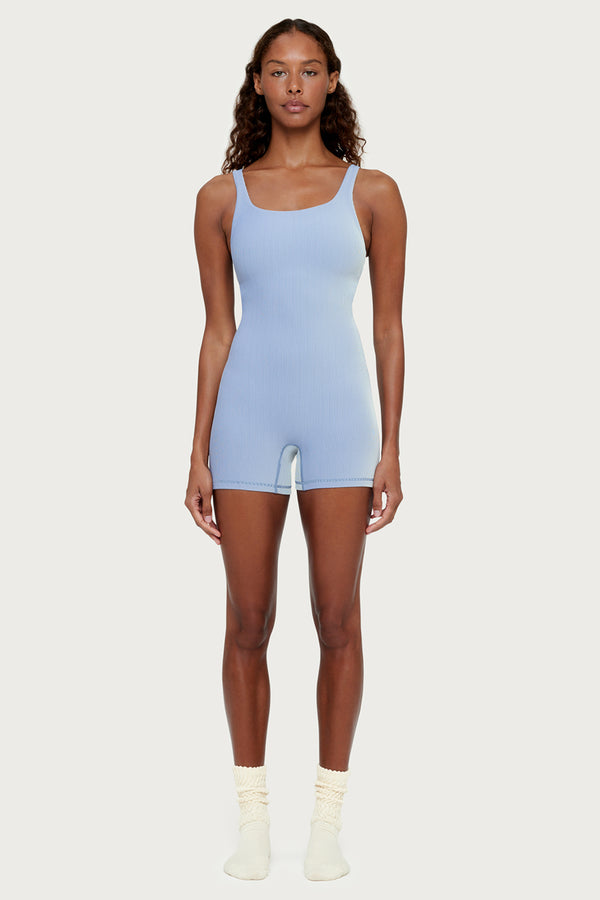 Stripe Rib 4 Inch Bodysuit - Denim Blue