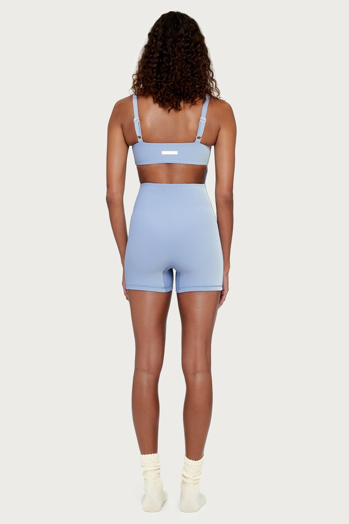 Stripe Rib 4 Inch Bodysuit - Denim Blue