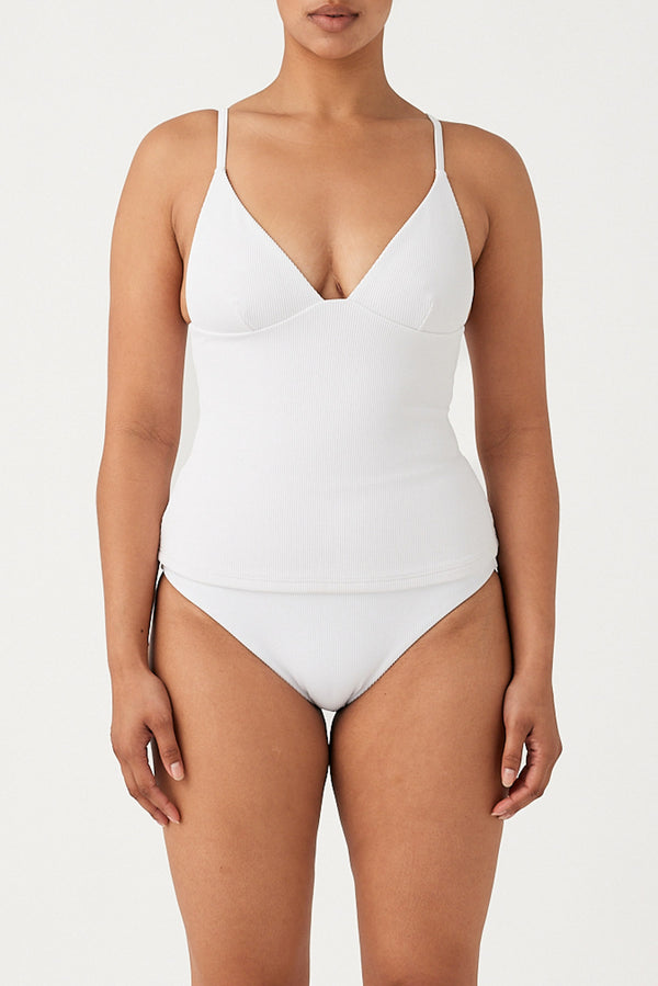 Signature Stripe Tankini - White