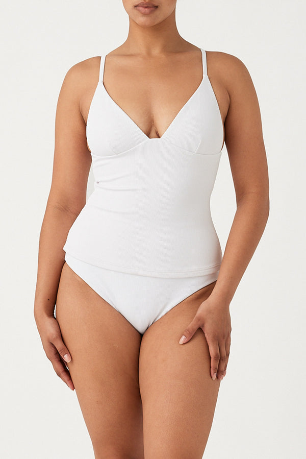 Signature Stripe Tankini - White