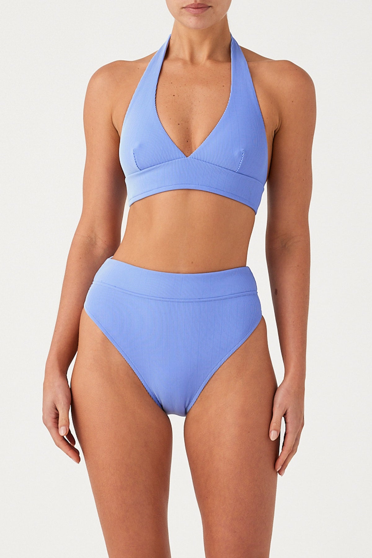 Signature Stripe High Waisted Brief - Sky